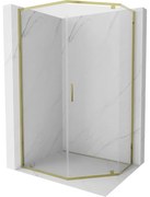 Mexen Exo kabina prysznicowa pięciokątna uchylna 90 x 80 cm, transparent, złota - 812-090-080-50-00