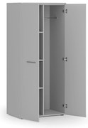 Szafa ubraniowa biurowa PRIMO GRAY, 3 półki, drążek do szafy, 800 x 500 x 1781 mm, szary