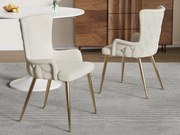 Zestaw 2 krzeseł z weluru - nogi w złotym metalu - Beżowy