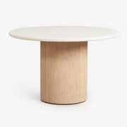 Okrągły Stół Ogrodowy Z Cementu I Drewna Akacjowego Sharpay Ø120 Cm - Sklum