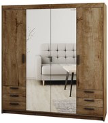 Szafa uchylna - czterodrzwiowa z szufladami, lustro - Essa 4D6SL | biały mat