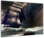 Obraz - Statek między klifami (70x50 cm)