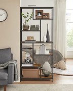 REGAŁ NA KSIĄŻKI, KWIATY, 6 PÓŁEK, RUSTYKALNY BRĄZ, W STYLU LOFT LLS119B01