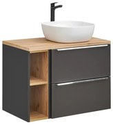Szafka pod umywalkę CAPRI 820 + CAPRI 810 80 cm czarna mat zestaw z blatem COMAD