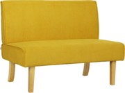 HOMCOM Sofa dwuosobowa z pokryciem kordowym, grubą tapicerką i solidnymi nogami drewnianymi do salonu, sypialni, biura, Żółty