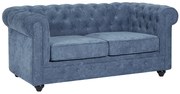 Kanapa 2-osobowa z niebieskiej tkaniny CHESTERFIELD