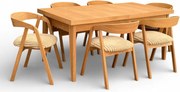 Zestaw Stół FORNIR noga V 90x180/220 cm + 6 dębowe krzesła sztaplowane