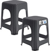 KADAX Taboret rattan 45 x 26 cm antracyt, 2 szt.