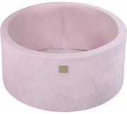 Okrągły Suchy Basen Dla Dziecka, 90x40cm, Welurowy, Jasnoróżowy, Bez Piłek - Meowbaby®