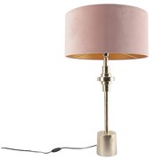 Lampa stołowa Art Deco złota z abażurem z aksamitu różowego 50 cm - Diverso ArtDeco Oswietlenie wewnetrzne