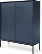 Komoda wysoka ALANI 4D granatowa mat 104 cm PIASKI Meble