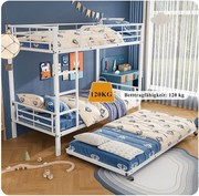 Łóżko piętrowe 90x200 cm i 90x190 cm - metalowe - białe - materac nie jest wliczony w cenę