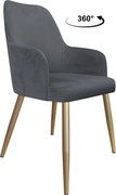 Krzesło WESTA tkanina Welur noga metalowa elegancki styl loftowy : Kolor nogi - Złota stożek, Kolor tkaniny - VELVET - BL14, Typ siedziska - Siedzisko obrotowe 360°