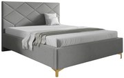 Jasnoszare łóżko welurowe z pojemnikiem 4 rozmiary P2-S67