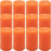 Rustykalne świece pomarańczowe 12 sztuk 6,8x11,5 cm
