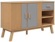 Komoda sosnowa z drzwiczkami i szufladą brązowy + szary F7-W62