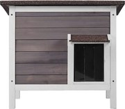 Domek dla Kota, SucceBuy Outdoor Cat Shelter - Drewniany Domek dla Dzikich Kotów z Dachem i Drzwiami Pokrytymi PVC