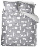 Szara pościel dwuosobowa z materiału sherpa 230x220 cm Cosy Polar Bear – Catherine Lansfield