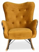 Fotel bujany uszak Luna Print Duo żółta Monstera