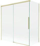 Mexen Rox parawan nawannowy 2-skrzydłowy rozsuwany 150 + 70 x 150 cm, transparent, złoty szczotkowany - 8C9-150-070-55-00