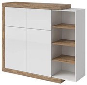 Komoda wysoka SINTRA 2D2KL 150cm dąb samdal/biały połysk HELVETIA