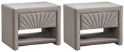 Zestaw 2 szafek nocnych - 1 szuflada i 1 wnęka - Welur - Beżowy - ULAMI