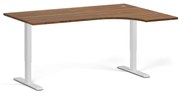 Narożne biurko z regulacją wysokości, 160x120 cm, 2 silniki, L/P, biała podstawa, orzech