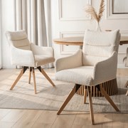 Krzesło Tapicerowane Obrotowe WILLA Kremowe Nowoczesne Boucle