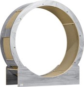 PawHut Kocie Koło Treningowe, Koło Do Biegania dla Kotów, 91 cm, z Hamulcem, Matą Do Drapania, dla Zdrowego Ruchu, Orzech