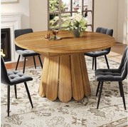 Stół jadalny 6-osobowy - 118/158 x 118 x 76,8 cm - blat rozkładany - MDF - kolor ciemny naturalny