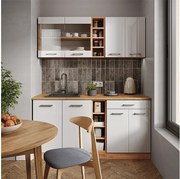 Kuchnia pojedyncza biały wysoki połysk/złoty dąb power 160x46x81.6 r-line