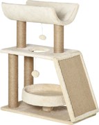 PawHut Drapak dla Kotów z Zabawką i Legowiskiem Kremowy i Naturalny 60x30x76cm Idealne Miejsce do Zabawy i Odpoczynku | Aosom PL