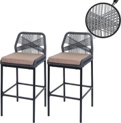 Stołek barowy MCW-O21 (zestaw 2 szt.),  antracyt, poduszka taupe