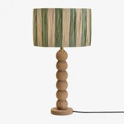 Lampa Stołowa Z Drewna Mango Soler Drewno Mango & Armia Ø30 Cm - ↑25 Cm Green Marsali - Sklum