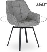 Krzesło Tapicerowane Obrotowe do Salonu LUNA 2 Szare Nowoczesne Loft
