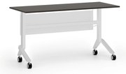 Mobilny stół PRIMO MOVE, 140x60 cm, biała podstawa, wenge