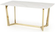 Stół CLEMENTE 160x90 biały marmur/złoty HALMAR