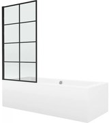 Mexen Cube wanna prostokątna 170 x 80 cm z obudową i parawanem 1-skrzydłowym 70 cm, czarny wzór fix - 550517080X9307007077