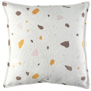 Kremowa poduszka na sofę dziecięcą z materiału bouclé/z tkaniny szenilowej Terrazzo Block – Wigiwama