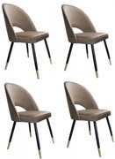 Zestaw krzeseł ISKAR VELVET GOLD 4 szt. beżowy/złoty ATOS