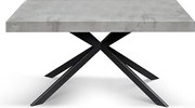 Stół drewniany, wykończenie cementowe, antracytowa podstawa X, rozkładany 140x90 - CAMAIORE