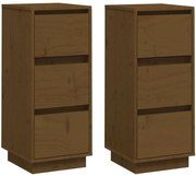 Zestaw 2 wąskich komód z litego drewna miodowy brąz K7-E78