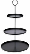 Patera metalowa 3-piętrowa, 30 × 30 × 48 cm, czarny