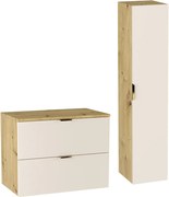 Zestaw Łazienkowy 80cm Kaszmir  / Dąb Orzech Szafka z Blatem + Słupek Orio