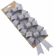 Zestaw ozdobnych kokardek srebrnych, 10 x 13 cm, 4szt.