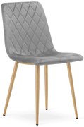 Zestaw 4 jasnoszarych krzeseł welurowych do stołu M1-C17