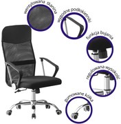 Fotel obrotowy biurowy siatka mesh podłokietnik czarny TILT bujanie, blokada, TIVO