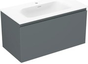 Mexen Orio szafka łazienkowa 90 cm z umywalką Vela, 1 szuflada, grafit mat/biała mat - 91A10-09047-1-BF66-W23M01