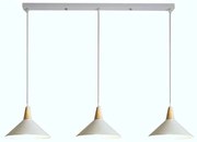 Lampa sufitowa metalowa z kloszem z litego drewna wisząca AT33-3SZ-White