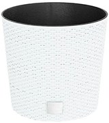 Biała donica o wyglądzie rattanu A4-A18